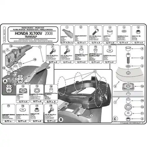 Kup online KAPPA STELAŻ KUFRA CENTRALNEGO HONDA XL 700V TRANSALP (08-13) ( Z PŁYTĄ MONOKEY )
