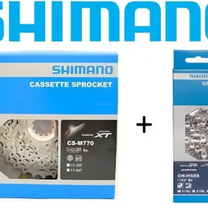 Oferta czasowa SHIMANO DEORE XT CS M770 Kaseta zębatek 9 rzędowa 11/34 + łańcuch DEORE XT CN HG93