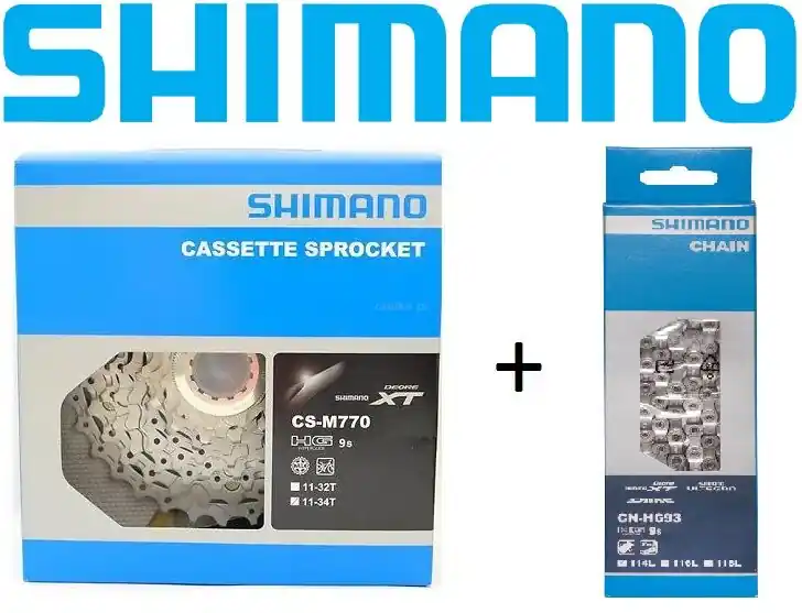 Oferta czasowa SHIMANO DEORE XT CS M770 Kaseta zębatek 9 rzędowa 11/34 + łańcuch DEORE XT CN HG93
