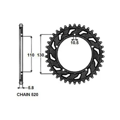 Dostępne od ręki Zębatka Napędzana Sunstar Aluminiowa Sunr5-3471-42