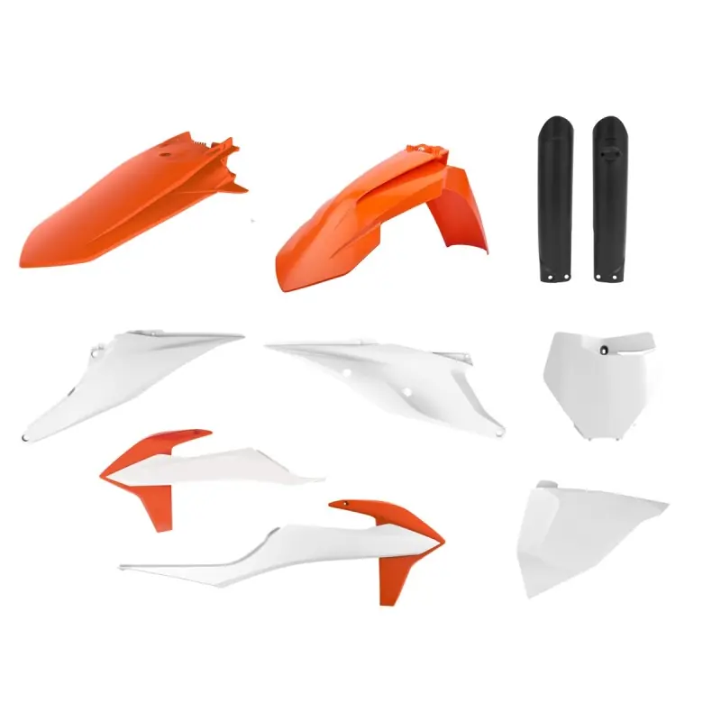 Zniżka POLISPORT KOMPLET PLASTIKÓW (FULL KIT) KTM SX/SX-F ‘19-‘22 W ZESTAWIE TABLICA PRZEDNIA (8666400008) I OSŁONY AMORTYZATORÓW (8398600003) KOLOR OEM POMARAŃCZOWY BIAŁY