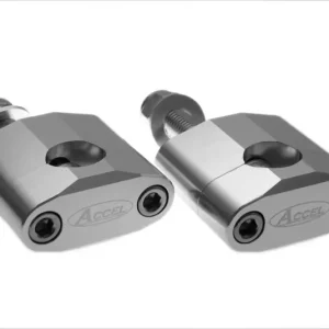 Wysoka jakość ACCEL MOCOWANIE/PODWYŻKI KIEROWNICY (22,2MM) WYS. 34MM ZE ŚRUBĄ M12 KOLOR SREBRNY (BM-02SV22)