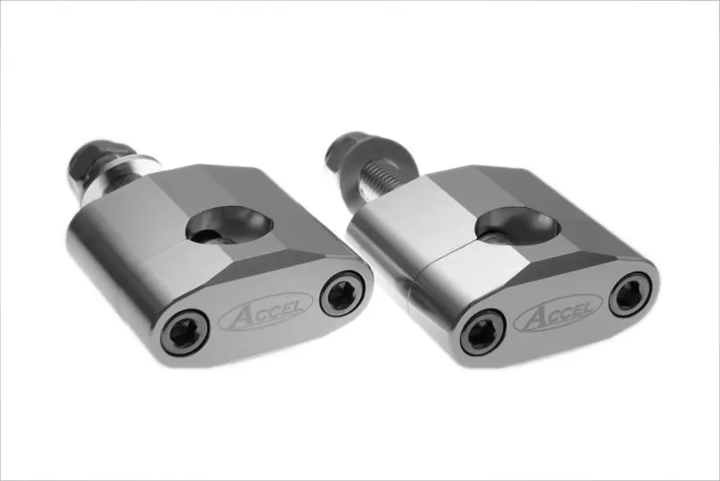 Wysoka jakość ACCEL MOCOWANIE/PODWYŻKI KIEROWNICY (22,2MM) WYS. 34MM ZE ŚRUBĄ M12 KOLOR SREBRNY (BM-02SV22)