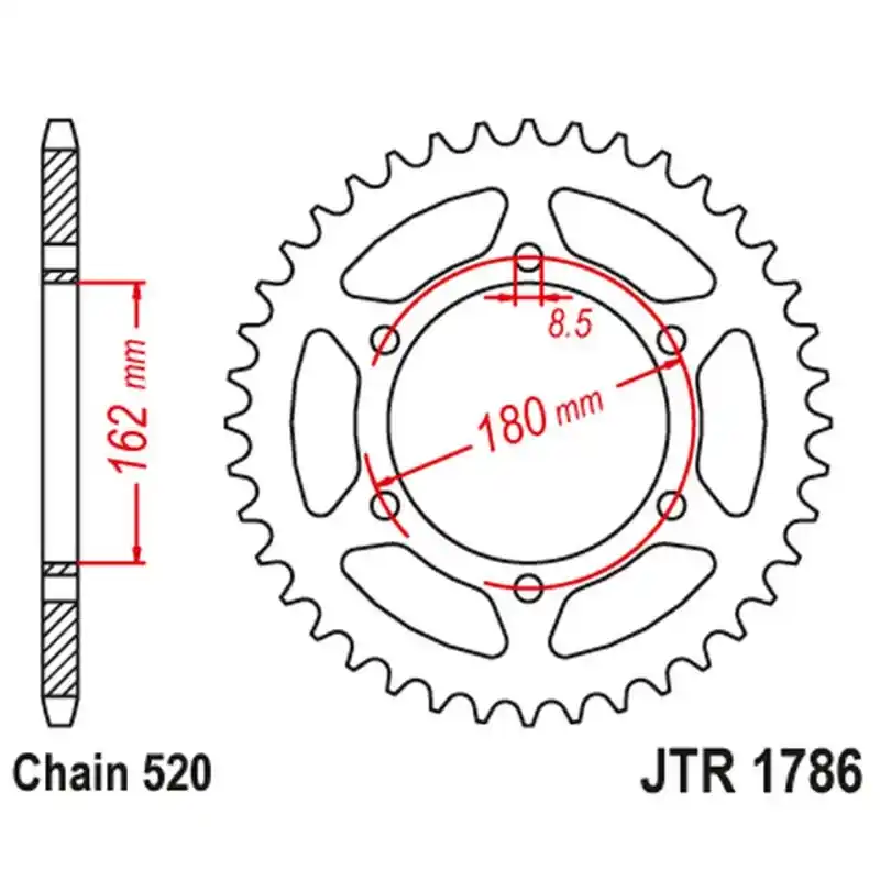 Dostępne od ręki JT ZĘBATKA TYLNA SUZUKI PE 250 ‘80-82 ‘, PE 400 ‘80-81 ‘ (ŁAŃC.520)