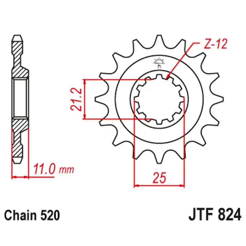 Zniżka JT ZĘBATKA PRZEDNIA 727 12 HUSQVARNA CR/WR/TC/TE 125/250/300/310/410/510/610 (72712JT) (ŁAŃC. 520)