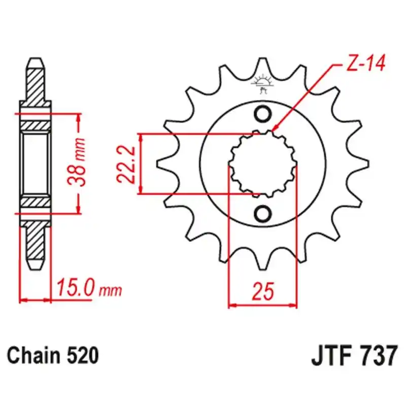 Bezpieczne zakupy JT ZĘBATKA PRZEDNIA 7001 14 DUCATI 907 PASO SPORTS ‘90- ‘93 (700114JT) (ŁAŃC. 520)