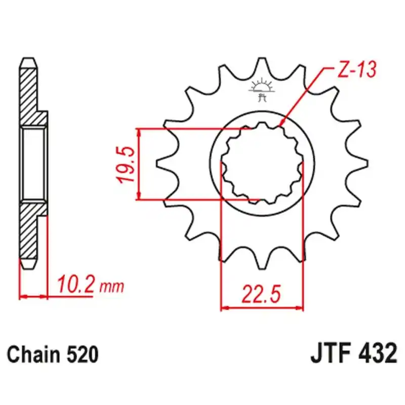 Ekspresowa dostawa JT ZĘBATKA PRZEDNIA 435 12 SUZUKI RM 250 ‘87- ‘12 (43512JT) (ŁAŃC. 520)