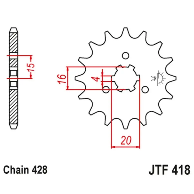 Bestseller JT ZĘBATKA PRZEDNIA 416 15 KAWASAKI KX 125 ‘77-79 ‘, KC/KE/KH/KS/KE/KM 90/100/125/175 ‘77-98 ‘ (41615JT) (ŁAŃC. 428)