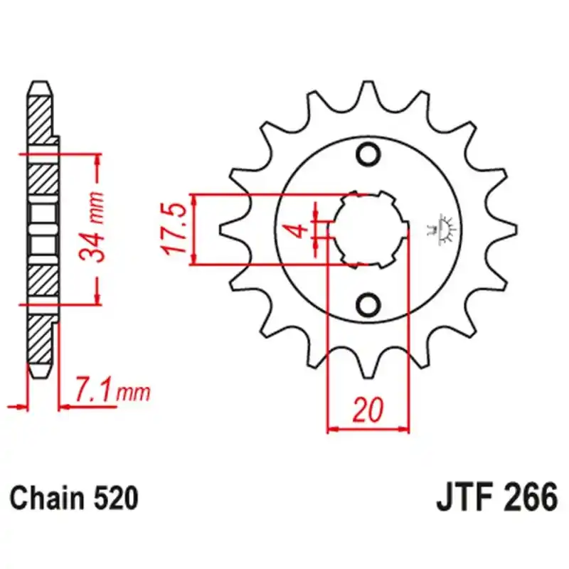 Bezpieczna płatność JT ZĘBATKA PRZEDNIA 266 14 HONDA CR 125 ‘79- ‘85 (26614JT) (ŁAŃC. 520)
