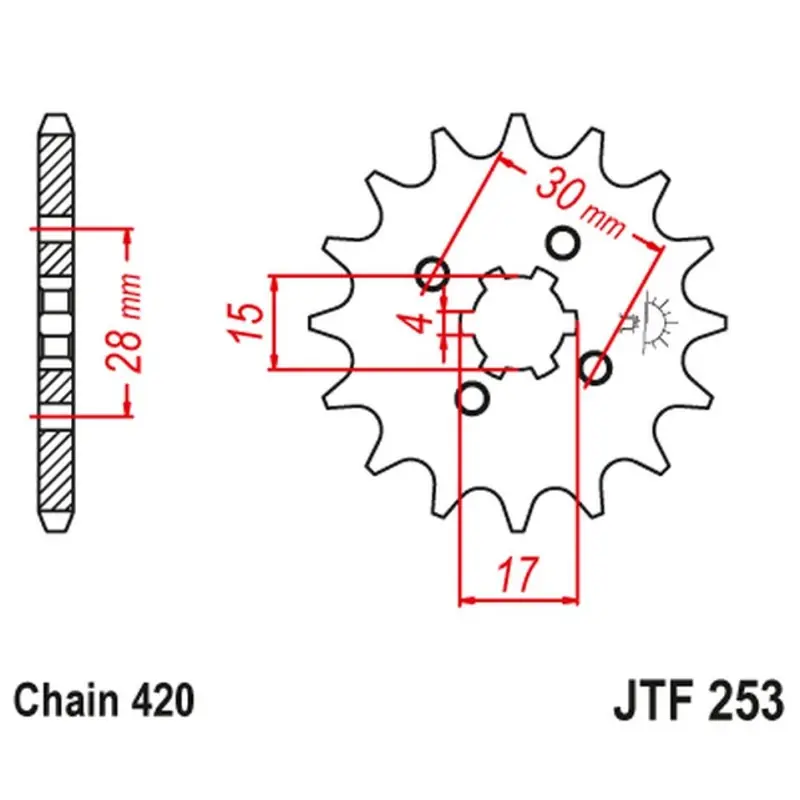 Dostępne od ręki JT ZĘBATKA PRZEDNIA 255 12 HONDA MTX/MBX/XR 80 (25512JT) (ŁAŃC. 420)