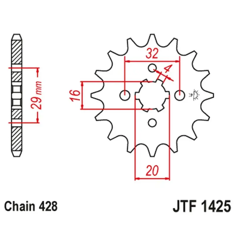 Dodaj do koszyka JT ZĘBATKA PRZEDNIA 425 15 SUZUKI GSXR 125 17-18, RG 80 86-87, GSX 125S 17-18 (JTF1425.15) (ŁAŃC. 428) - ZASTĘPUJE JTF425.15