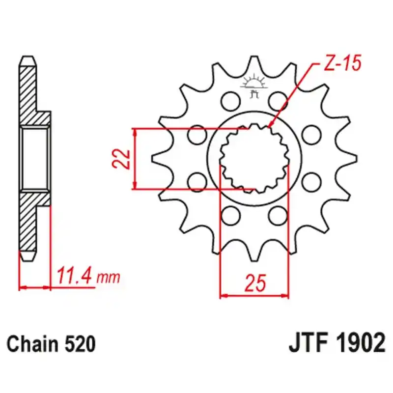 JT ZĘBATKA PRZEDNIA 1252 13 KTM LC4 400/600/620/640/690 (125213JT) (ŁAŃC. 520) Ograniczona ilość
