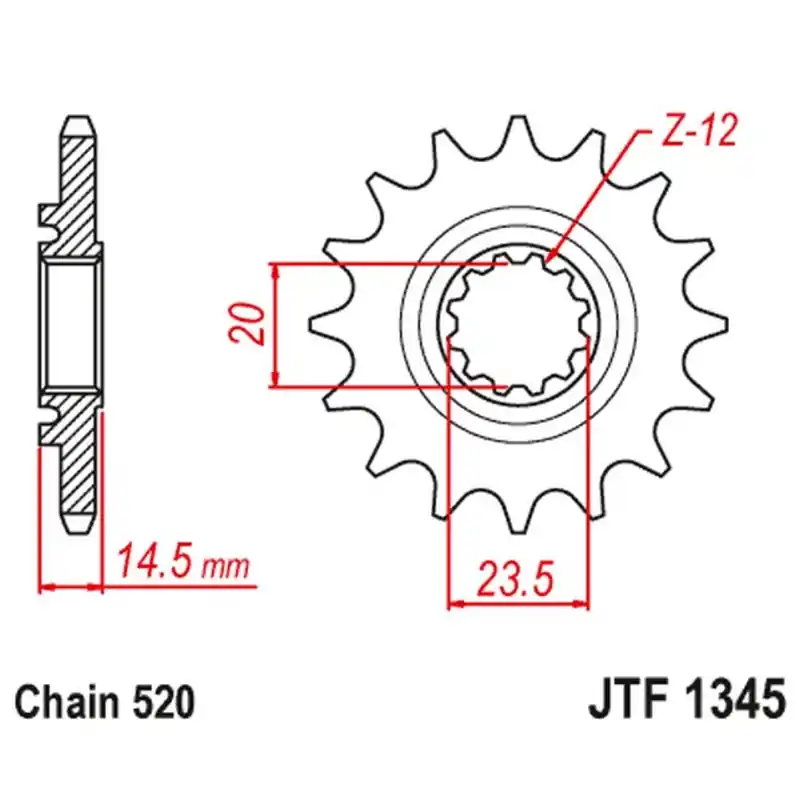 Cena promocyjna JT ZĘBATKA PRZEDNIA Z GUMĄ HONDA CRF 450 L-K ‘19 (JTF1345.13RB)* (ŁAŃC. 520)