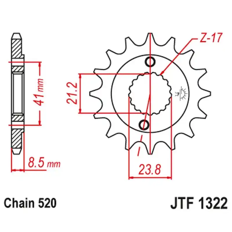 Dostępne od ręki JT ZĘBATKA PRZEDNIA 2071 13 HONDA XR 400 ‘96- ‘05, TRX 400 (207113JT) (ŁAŃC. 520)