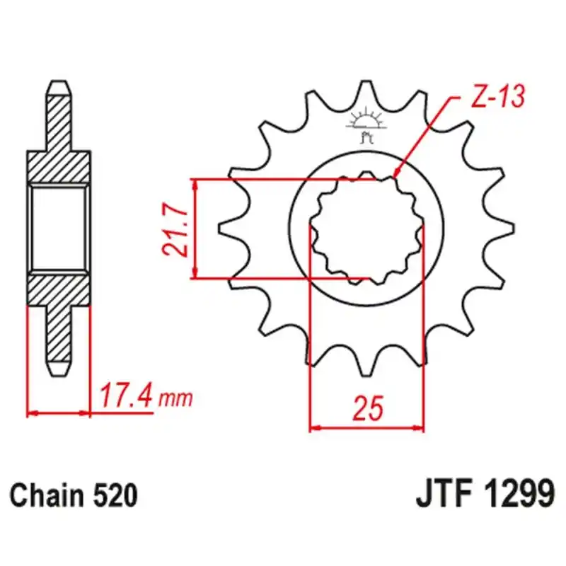 Do wyczerpania zapasów JT ZĘBATKA PRZEDNIA HONDA CB 250 ‘96-07 ‘ VT/VTR 250 ‘98-17 ‘ (ŁAŃC. 520)