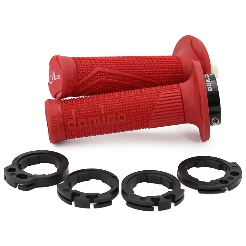 DOMINO MANETKI (GRIPY) OFF ROAD D-LOCK (Z ADAPTERAMI ROLGAZU - KTM, HUSQVARNA, GASGAS, HONDA, KAWASAKI, SUZUKI, YAMAHA) KOLOR CZ Darmowy zwrot