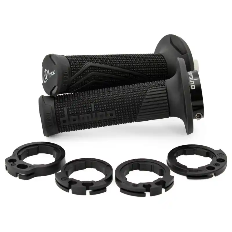 Bezpieczna płatność DOMINO MANETKI (GRIPY) OFF ROAD D-LOCK (Z ADAPTERAMI ROLGAZU - KTM, HUSQVARNA, GASGAS, HONDA, KAWASAKI, SUZUKI, YAMAHA) KOLOR CZ