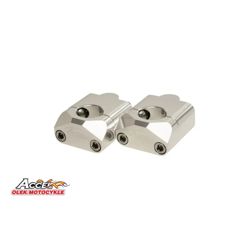 Zniżka ACCEL MOCOWANIE/PODWYŻKI KIEROWNICY (DÓŁ-22,2/GÓRA- 28,6MM) WYS. 35MM KOLOR SREBRNY (BM-09SV22/28)